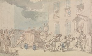 Paloauton saapuminen tekijältä Thomas Rowlandson