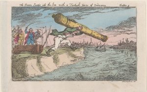 Paroni hyppää mereen turkkilaisen asekappaleen kanssa, [1809], uudelleen..., [1809], julkaistu uudelleen 1811. tekijältä Thomas Rowlandson