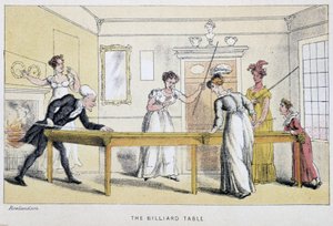 Billard-pöytä William Comben "Doctor Syntaxin kolmella kiertueella: maalauksellisen lohdutuksen ja vaimon etsintä", kuvittanut Rowlandson. London Edition, John Camden Hotten, Picadilly tekijältä Thomas Rowlandson