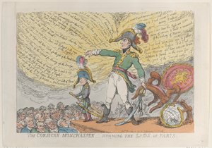 Korsikan Münchausen - Humming the Lads of Paris, 4. joulukuuta 1813., 4. joulukuuta 1813. tekijältä Thomas Rowlandson