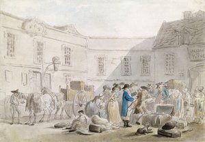 Boulognen tullitalo (wc kynällä ja harmaalla musteella kynällä paperilla) tekijältä Thomas Rowlandson