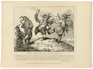 Dun-Canin tanssi, Boswellin Hebridien kiertomatkasta. tekijältä Thomas Rowlandson