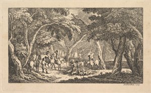 Kuolema - Ketunmetsästys - Maisemakohtaus, 1787. tekijältä Thomas Rowlandson