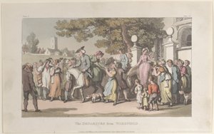 Lähtö Wakefieldistä, The Vicar of Wakefieldistä, 1. toukokuuta 1817, 1. toukokuuta 1817. tekijältä Thomas Rowlandson