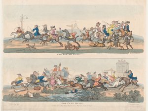 Pääsiäismetsästys ja kaupunkimetsästys, 1. toukokuuta 1803, 1. toukokuuta 1803. tekijältä Thomas Rowlandson