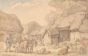 Maatilan piha tekijältä Thomas Rowlandson