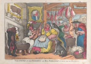 Perheen toiveet eli neiti Marrowfat kotona lomalla, 1809-13., 1809-13. tekijältä Thomas Rowlandson