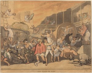 Majatalon piha tulessa tekijältä Thomas Rowlandson