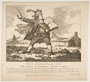 Journalisti, näkemys Auchinleckistä tai kivien maasta maalauksellinen kauneus..., 15. toukokuuta 1786. tekijältä Thomas Rowlandson
