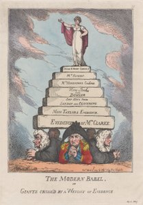 Moderni Babel eli jättiläiset murskatut todisteiden painosta, 11. huhtikuuta 1809., 11. huhtikuuta 1809. tekijältä Thomas Rowlandson