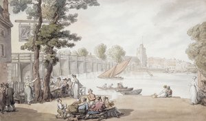 Old Swan Inn, josta on näkymä Putneyn sillalle, tekijältä Thomas Rowlandson