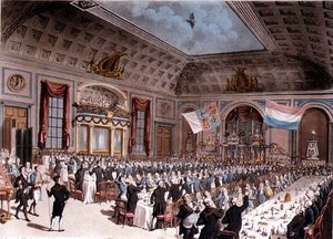 Isänmaallinen illallinen City of London Tavernissa, tekijältä Thomas Rowlandson
