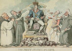 The Privy Council of a King, pubi. 1815 (käsinvärinen kaiverrus) tekijältä Thomas Rowlandson