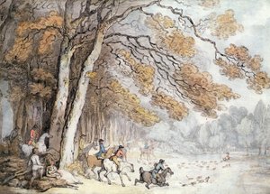 The Stag Hunt (kynä ja akvarelli paperille)