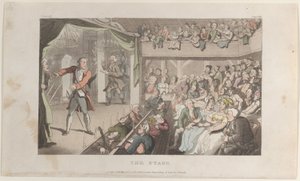 Näyttämö. George Primrose Horationa, teoksesta The Vicar of Wakefield, 1.5.1817., 1.5.1817. tekijältä Thomas Rowlandson