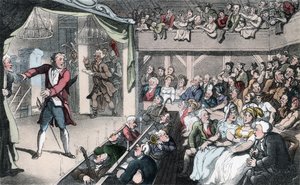 The Stage, kuvitus Oliver Goldsmithin teoksesta "The Vicar of Wakefield", pubi. Ackermann, 1817 (käsinvärinen akvatinta) tekijältä Thomas Rowlandson