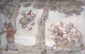 Swing (muste, akvarelli ja kynä paperille) tekijältä Thomas Rowlandson