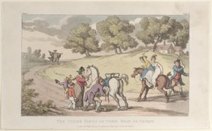 Kirkkoherran perhe matkalla kirkkoon, The Vicar of Wakefield, 1. toukokuuta 1817, 1. toukokuuta 1817 tekijältä Thomas Rowlandson