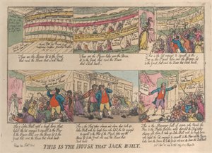 Tämä on talo, jonka Jack rakensi 27.9.1809., 27.9.1809. tekijältä Thomas Rowlandson