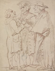 Kolme täyspitkää puhuvaa mieshahmoa tekijältä Thomas Rowlandson