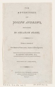 Nimisivu: Joseph Andrewsin ja hänen ystävänsä herra Abraham Adamsin seikkailut, 1792, 1792. tekijältä Thomas Rowlandson