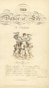 Nimilehti kalligrafisella otsikolla ja vinjetillä tekijältä Thomas Rowlandson