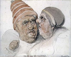 Tripe ja trollebobit (akvarelli) tekijältä Thomas Rowlandson