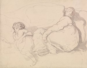Kaksi nukkuvaa hahmoa tekijältä Thomas Rowlandson