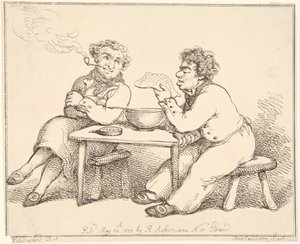 Kaksi miestä pöydän ääressä tekijältä Thomas Rowlandson