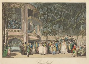 Vauxhallin puutarhat tekijältä Thomas Rowlandson