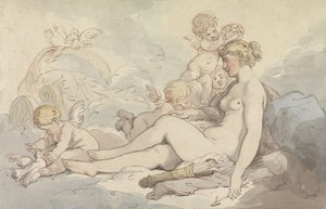 Cupidon kruunaama Venus tekijältä Thomas Rowlandson