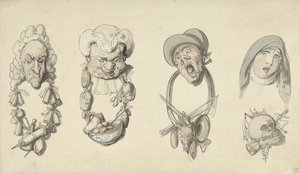 Neljä karikatyyrimaista otsikkoa tekijältä Thomas Rowlandson