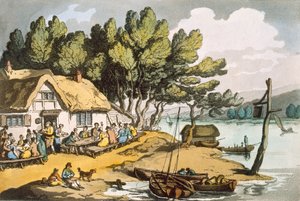 Näkymä lähellä Newport, Isle of Wight, pubi. 1822. tekijältä Thomas Rowlandson