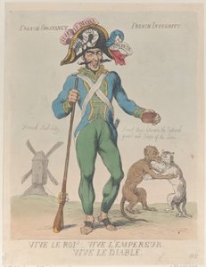 Eläköön kuningas! Eläköön keisari. Eläköön paholainen., 12. huhtikuuta 1815, 12. huhtikuuta 1815. tekijältä Thomas Rowlandson