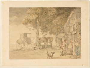 Hevosten juotto. tekijältä Thomas Rowlandson