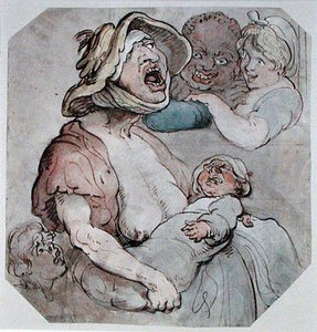Märkähoitaja keskeytetty (akvarelli paperille) tekijältä Thomas Rowlandson