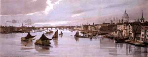 Blackfriars, Southwark Bridgestä, "London As It Is", kaiverrettu ja julkaissut taiteilija tekijältä Thomas Shotter Boys