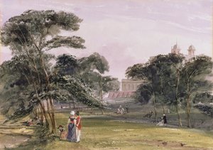 Figuurit puistossa observatorion alla, Greenwich, n. 1850 (akvarelli) tekijältä Thomas Shotter Boys