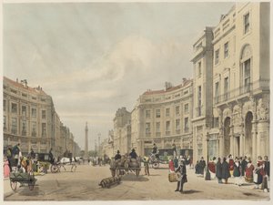Lontoo sellaisena kuin se on: Regent Street, katsot kohti Duke of Yorkin pylvästä tekijältä Thomas Shotter Boys
