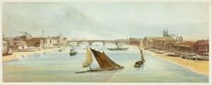 London Bridge, Southwark Bridgestä, neljäs levy alkuperäisestä Lontoon näkymistä sellaisena kuin se on tekijältä Thomas Shotter Boys