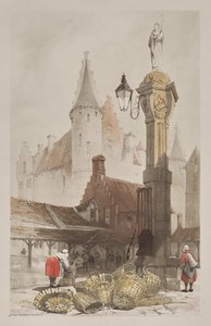 Kuvankaunis arkkitehtuuri Pariisissa, Gentissä, Antwerpenissä, Rouenissa: Kalamarkkinat, Antwerpen, Belgia tekijältä Thomas Shotter Boys
