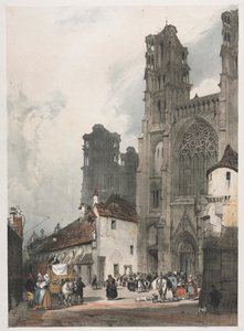 Kuvankaunis arkkitehtuuri Pariisissa, Gentissä, Antwerpenissä, Rouenissa: Laon, Ranska, 1839. tekijältä Thomas Shotter Boys
