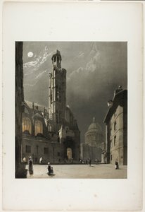 St Etienne du Mont ja Pantheon, Pariisi, levy 20 teoksesta Picturesque Architecture in Paris, Ghent, Antwerp, Rouen, Etc. tekijältä Thomas Shotter Boys