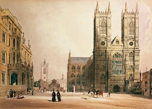 Westminster Abbey ja sairaala, 1842 tekijältä Thomas Shotter Boys