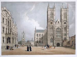 Westminster Abbey ja sairaala, Lontoo, 1842 tekijältä Thomas Shotter Boys