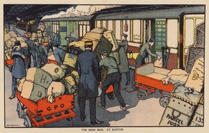 Irish Mail Eustonissa (värilitografia) tekijältä Thomas Somerfield