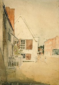 Street in Southall (kynä, muste ja akvarelli paperille) tekijältä Thomas Stothard