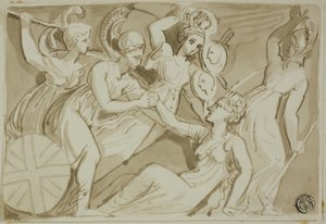 Naispuoliset soturit tulevat avuksi Britannialle tekijältä Thomas Stothard