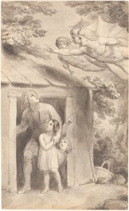 Pietarin ja hänen lastensa luona kolme lentävää hahmoa tekijältä Thomas Stothard