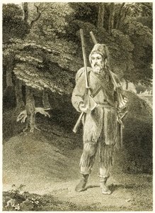 ?Robinson Crusoe metsästää? "Robinson Crusoen elämä ja oudot yllättävät seikkailut tai York, Mariner?" Kirjailija: Daniel Defoe tekijältä Thomas Stothard